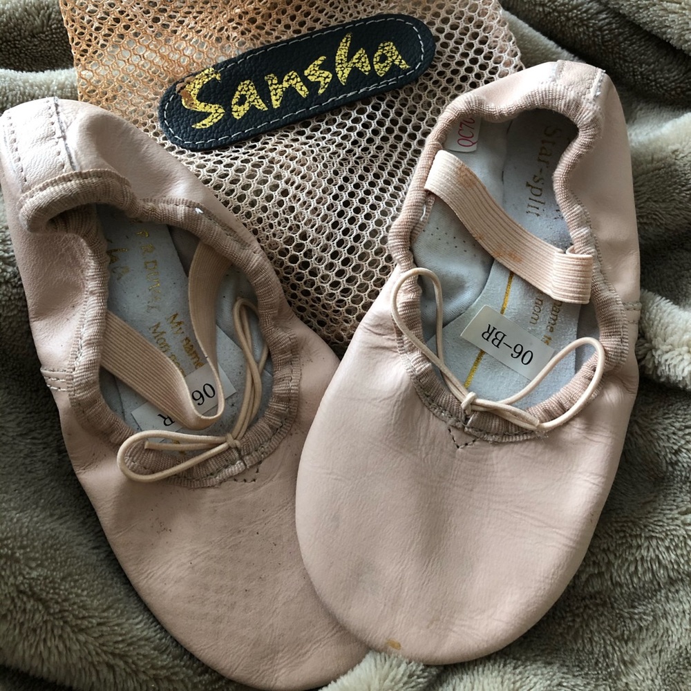 Sansha girl star-split leather pink ballet shoes